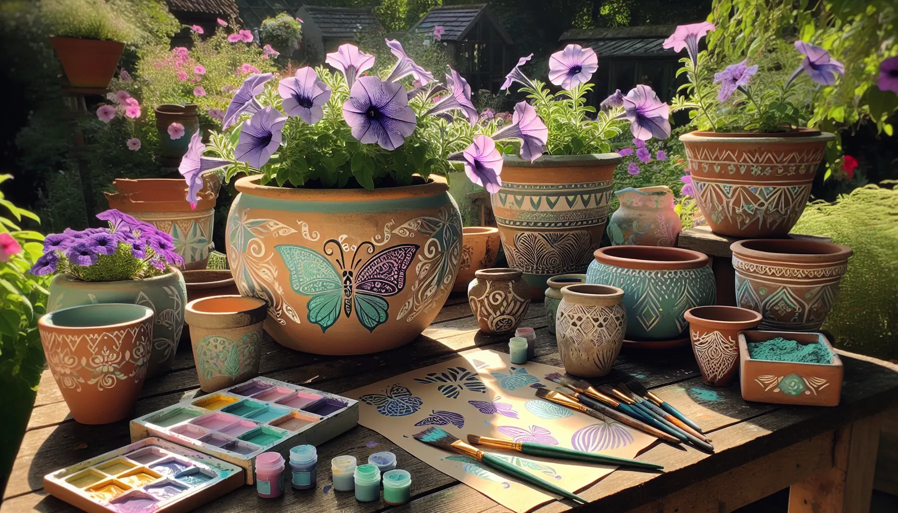 Stenciled Flower Pots Bring Joyful Creations to Your Home